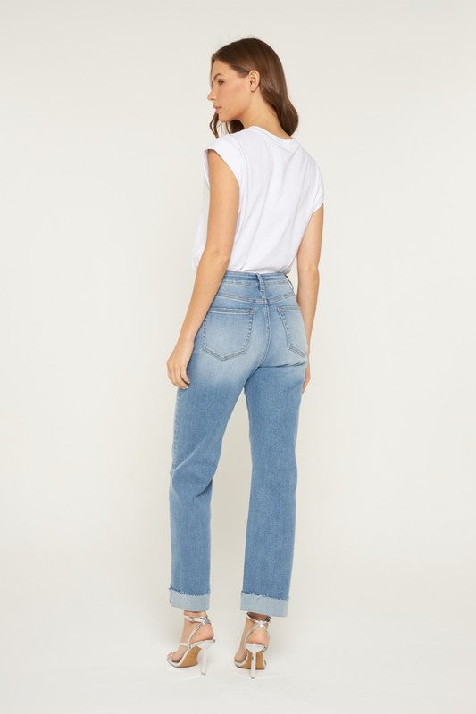 Lena High Rise Straight Cuff Jeans