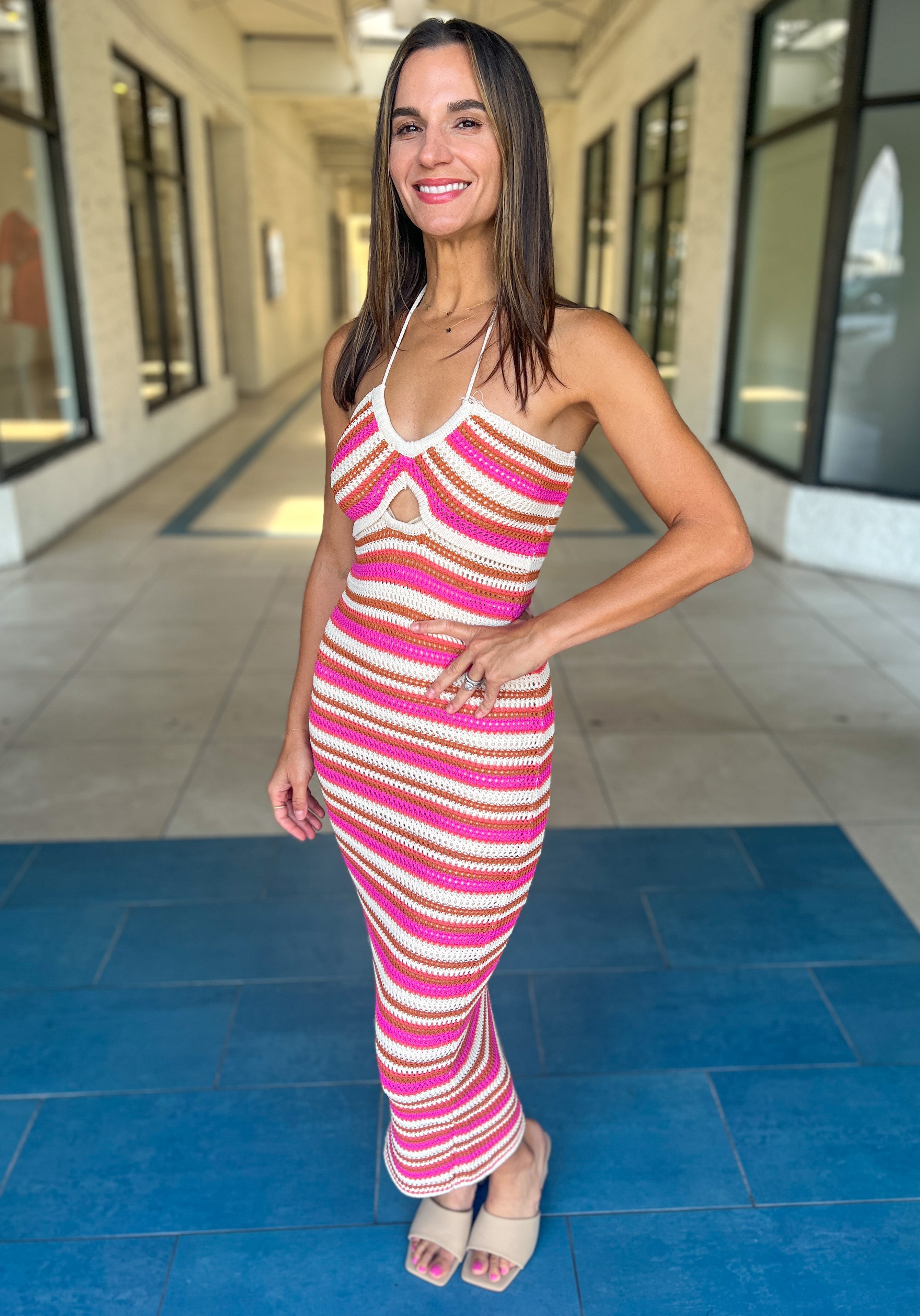 Allie Crochet Striped Dress (2 colors)