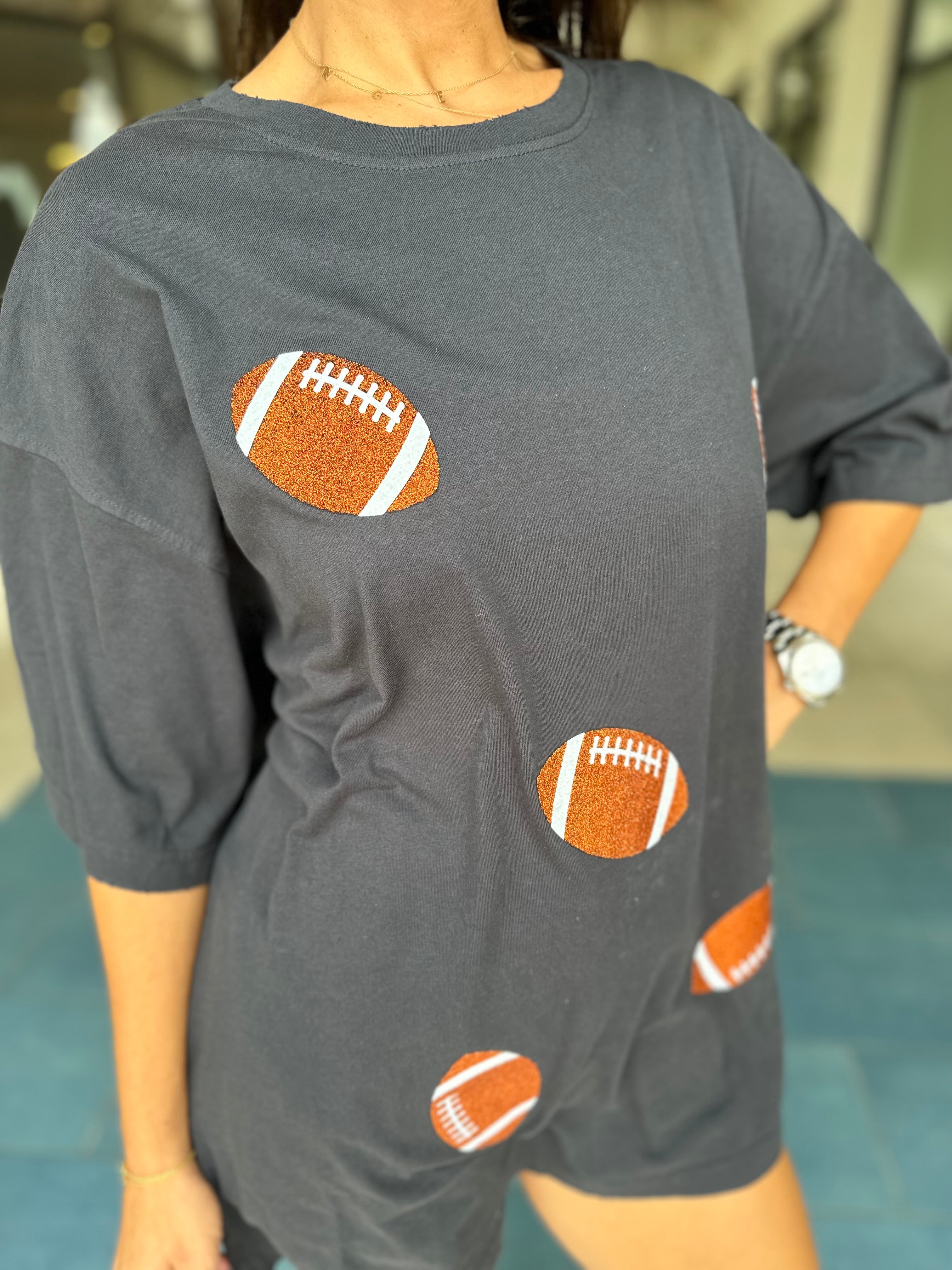 Football Oversized Glitter Tee