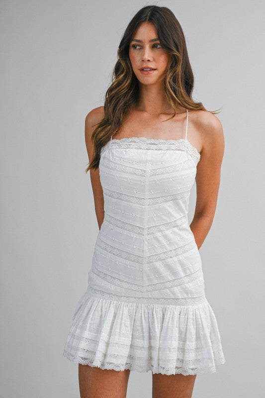 Angelina Lace Trim Mini Dress
