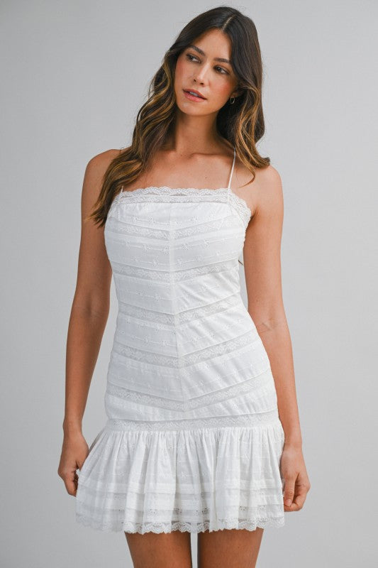Angelina Lace Trim Mini Dress