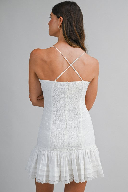 Angelina Lace Trim Mini Dress