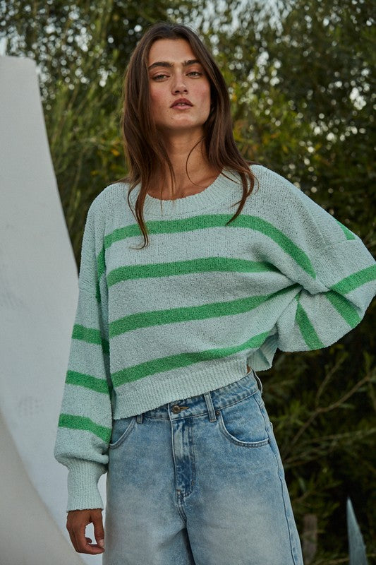 Rowan Striped Sweater (Light Mint Green)