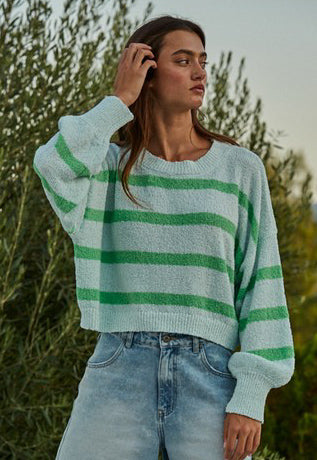 Rowan Striped Sweater (Light Mint Green)