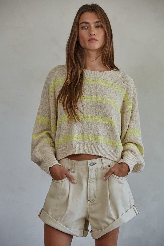 Rowan Striped Sweater (Natural / Lime)