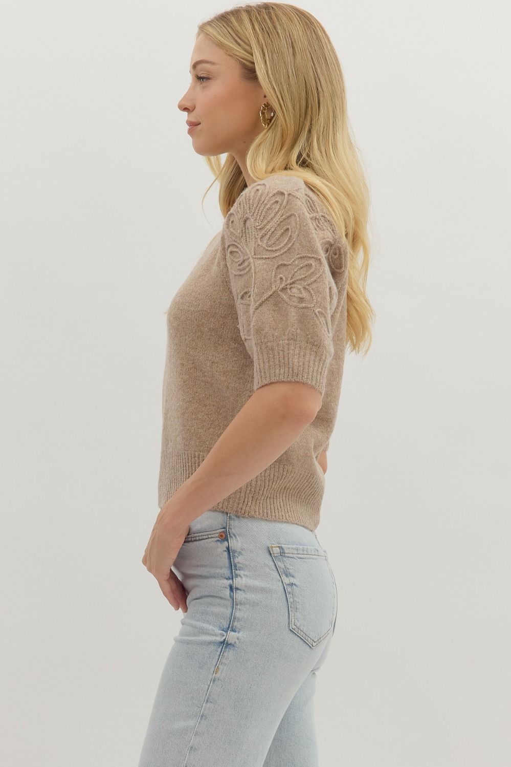 Eilana Puff Sleeve Sweater (Mocha)