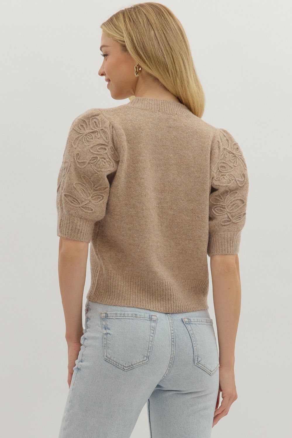Eilana Puff Sleeve Sweater (Mocha)