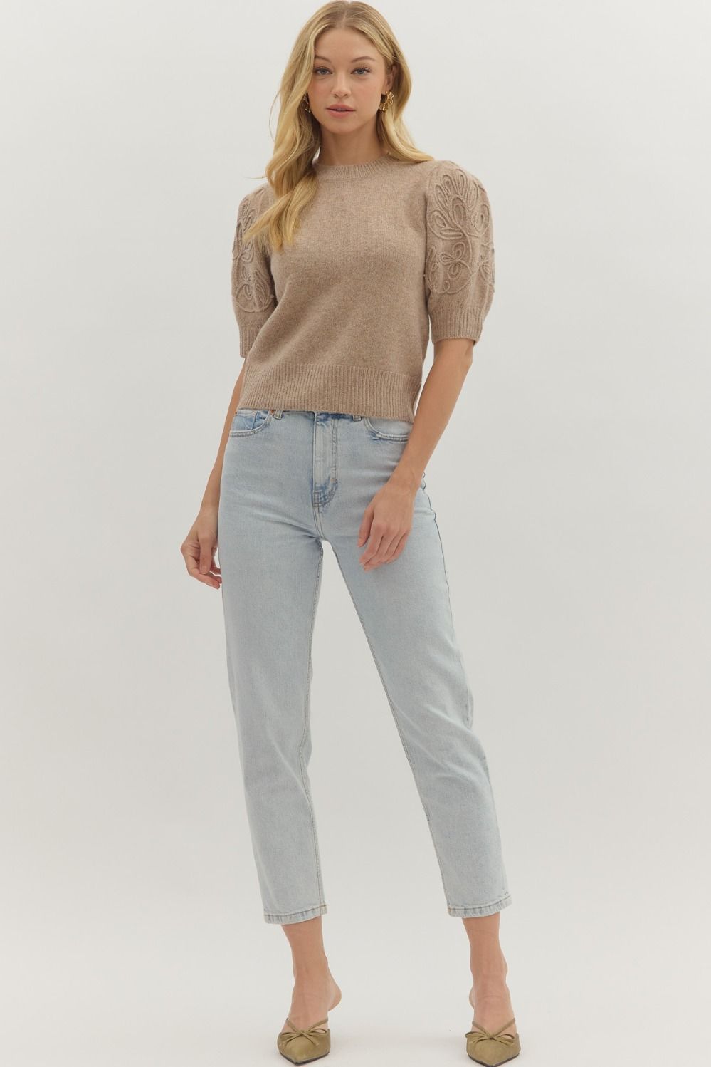 Eilana Puff Sleeve Sweater (Mocha)