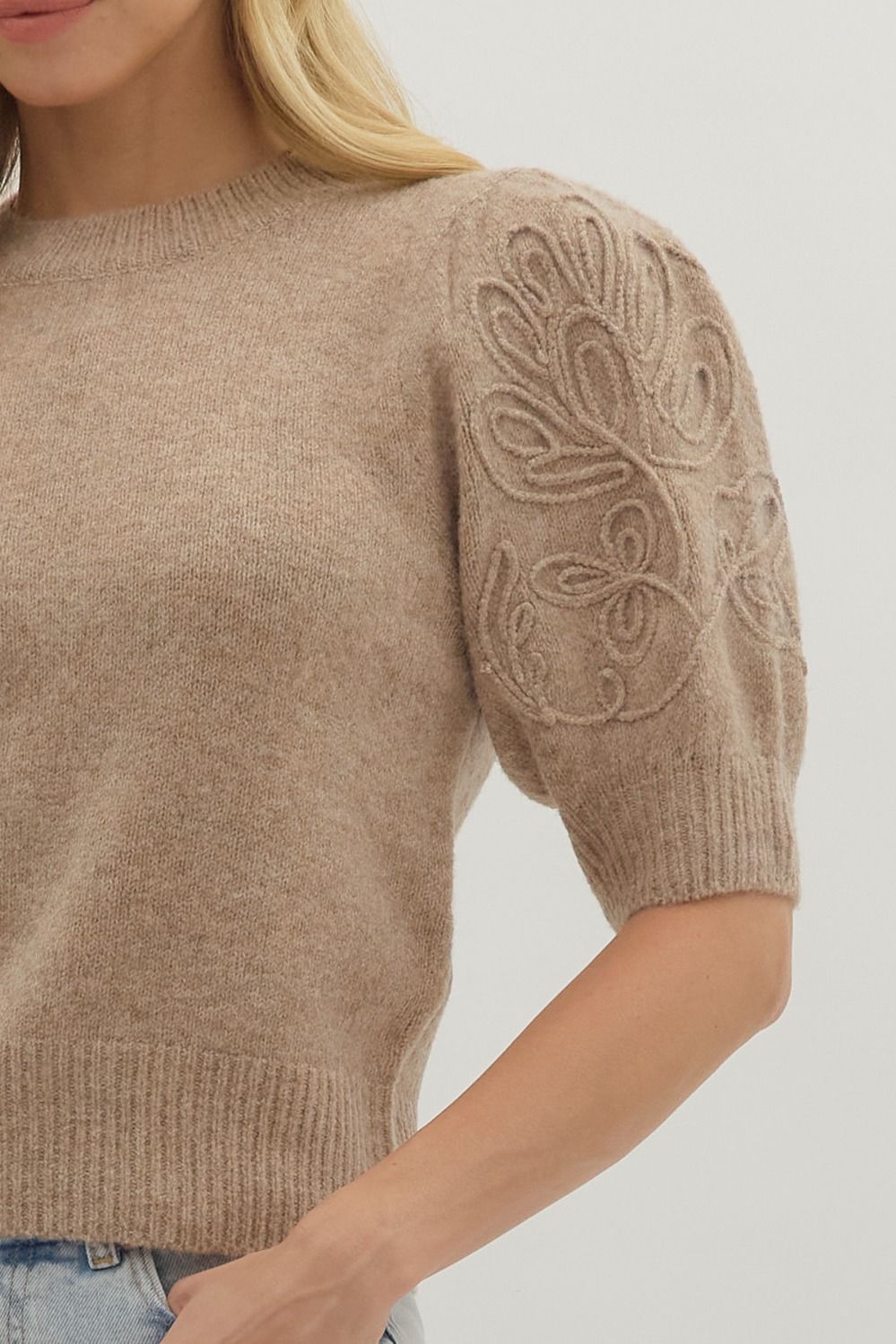 Eilana Puff Sleeve Sweater (Mocha)