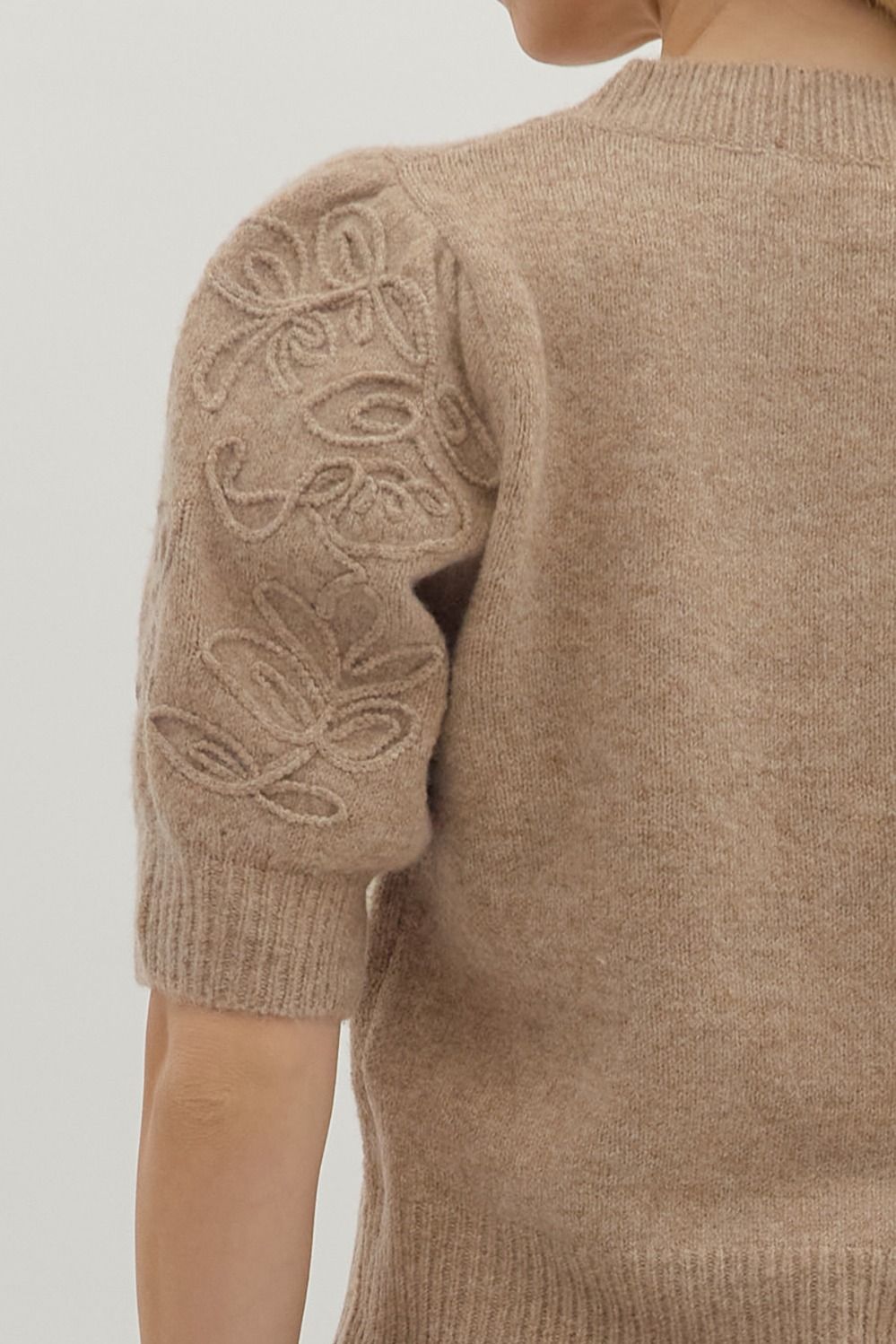 Eilana Puff Sleeve Sweater (Mocha)