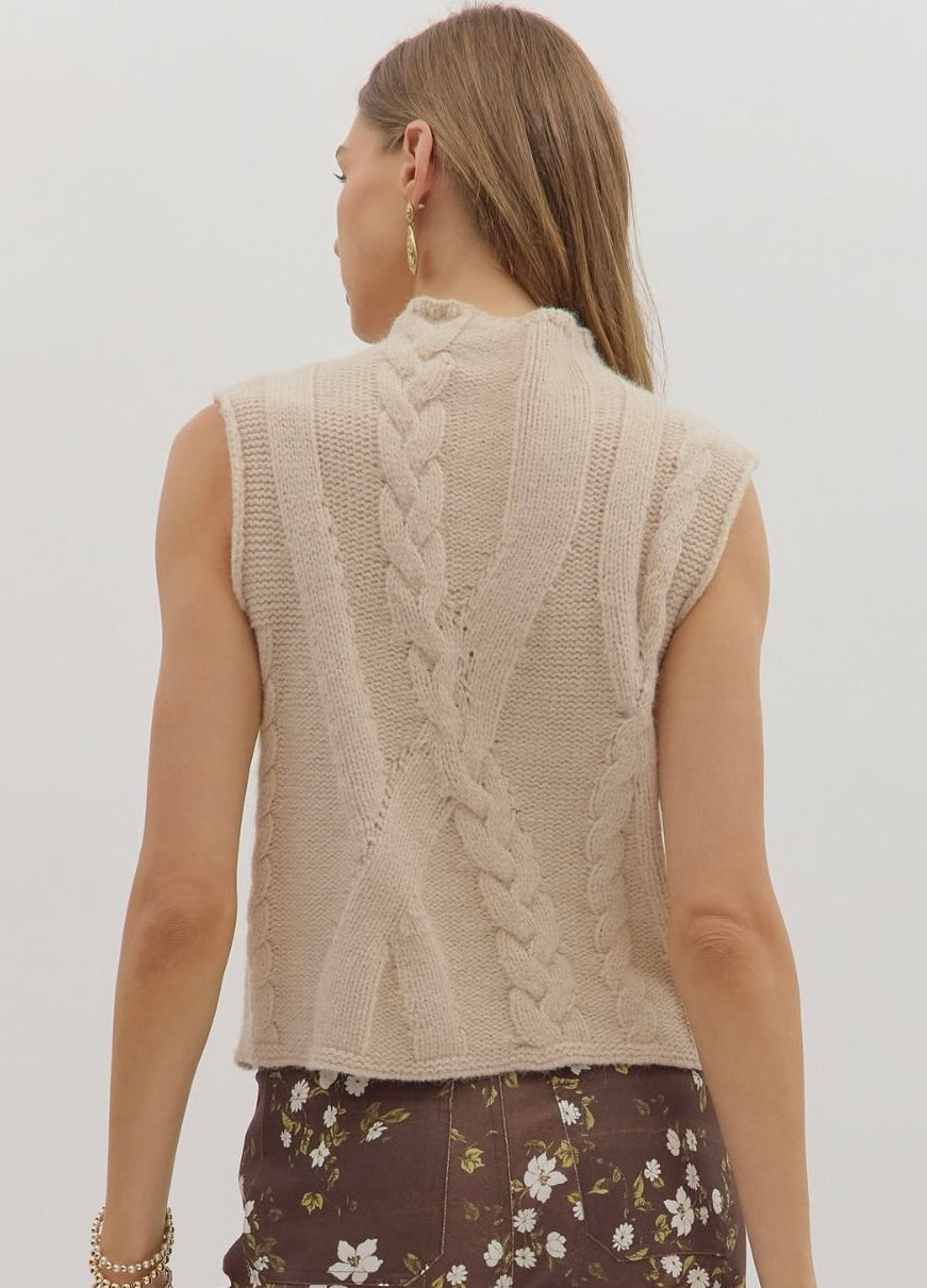 Chelsie Sleeveless Cable Knit Top