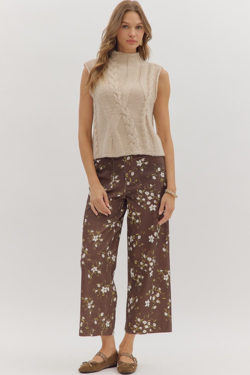 Chelsie Sleeveless Cable Knit Top