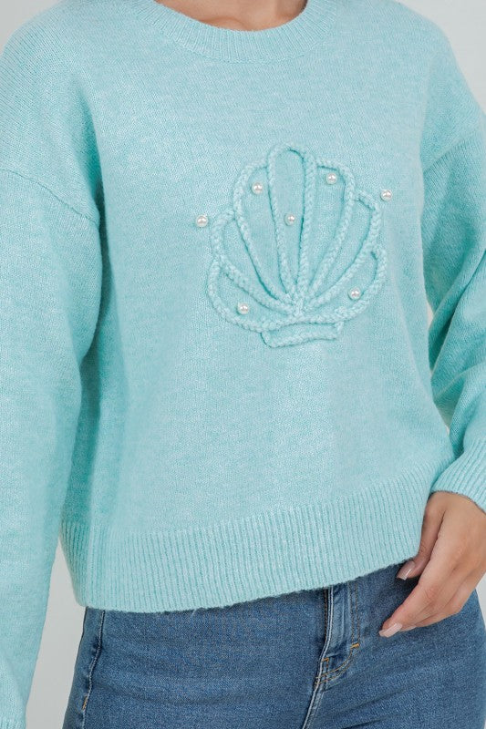 Pearl Seashell Sweater (Mint)