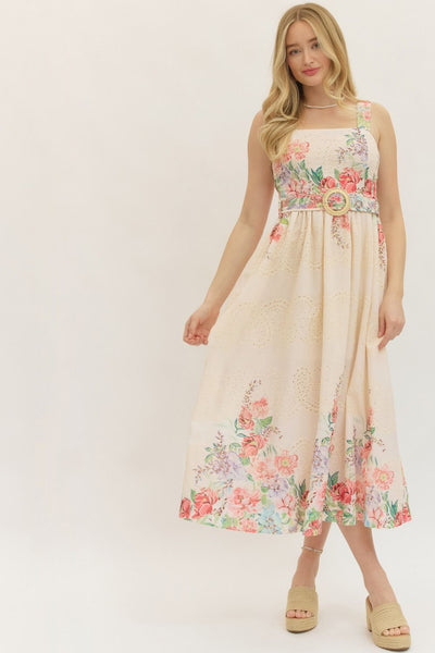 Kellie Botanical Print Midi Dress — Goldi Boutique