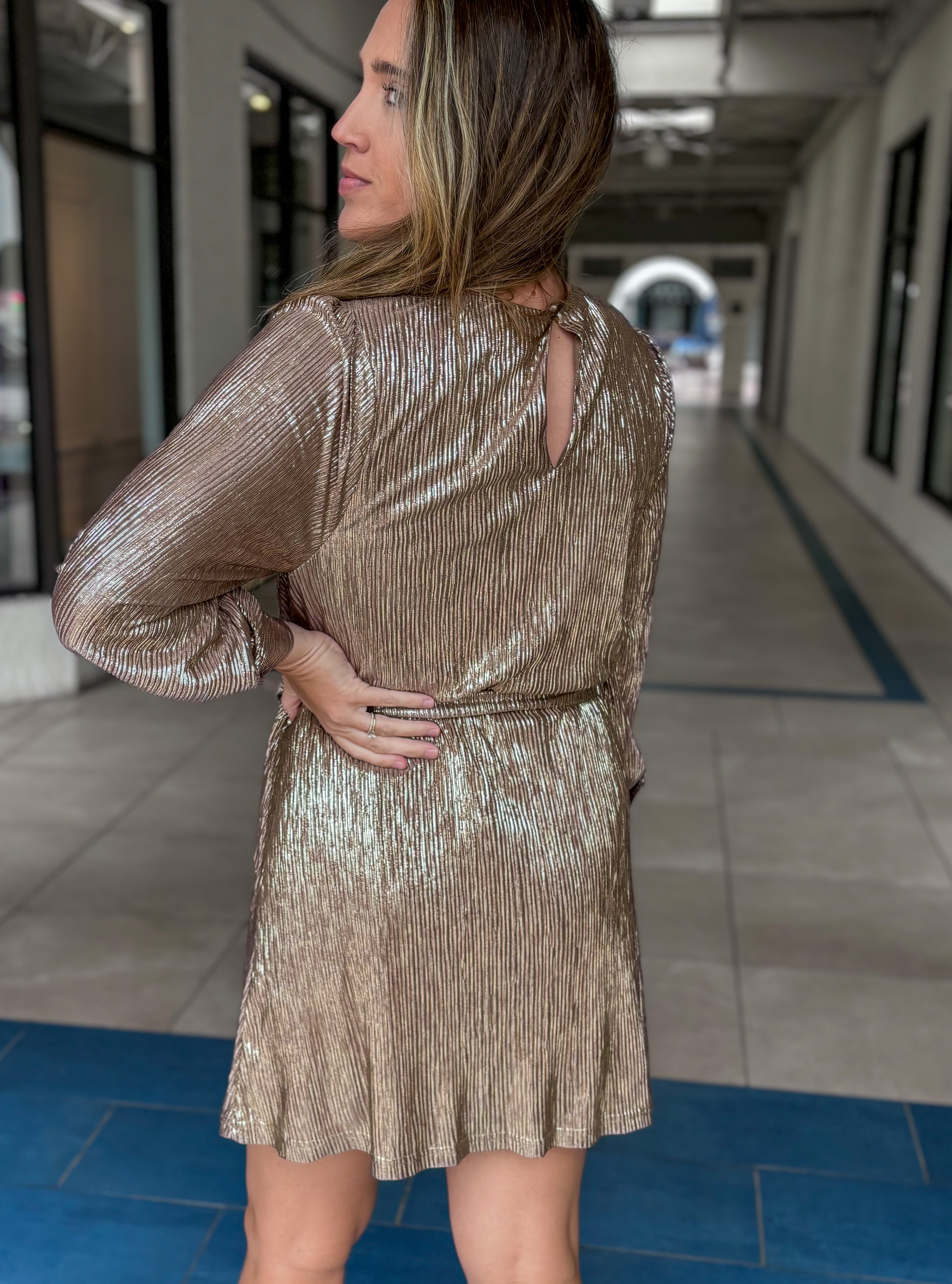 Kally Tie Dress (Mocha Gold)