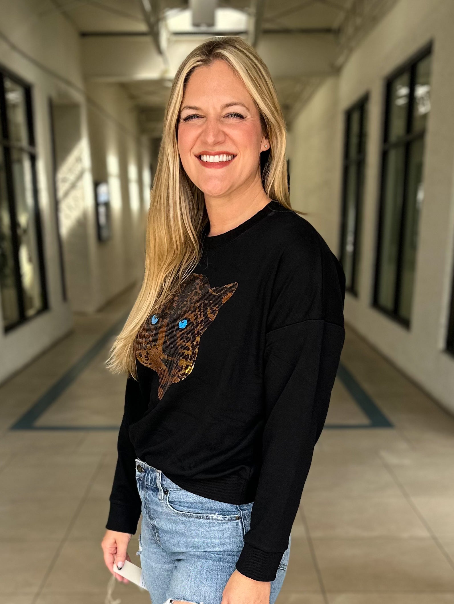 Sequin Jags Sweatshirt (Black)