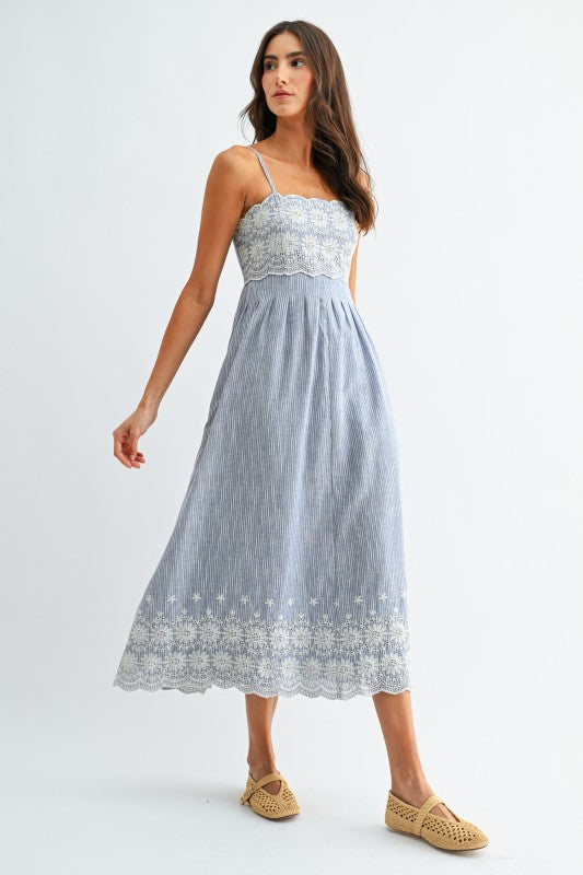 Jayda Pinstripe Midi Dress