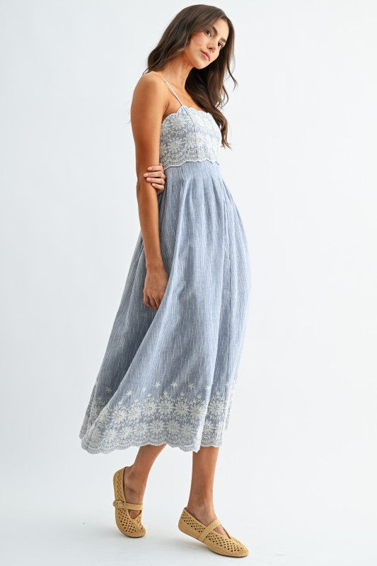 Jayda Pinstripe Midi Dress