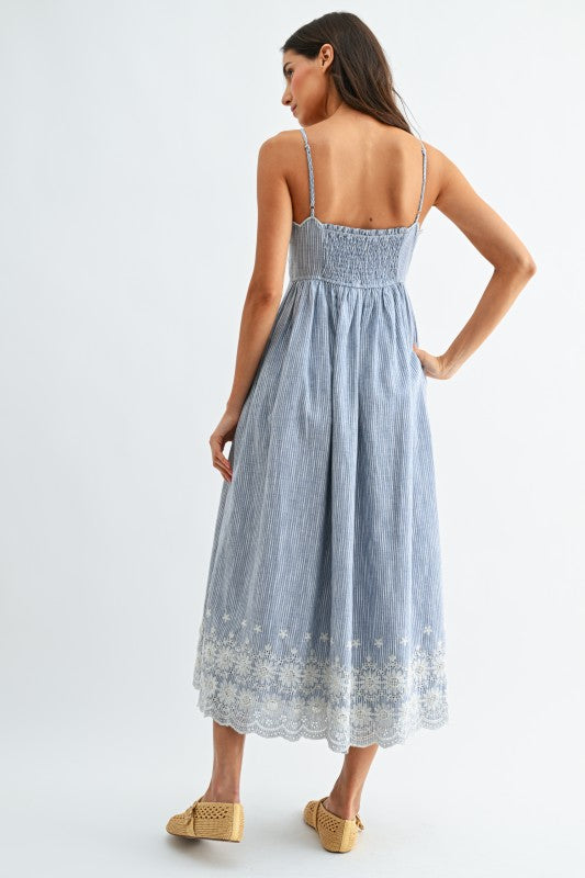Jayda Pinstripe Midi Dress