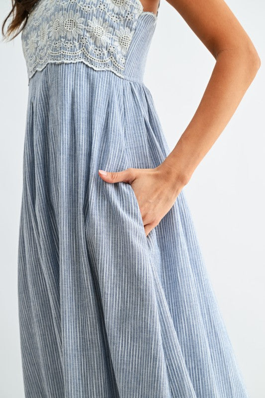 Jayda Pinstripe Midi Dress