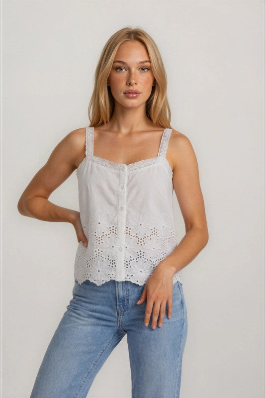 Lisa Lace Trim Scalloped Tank