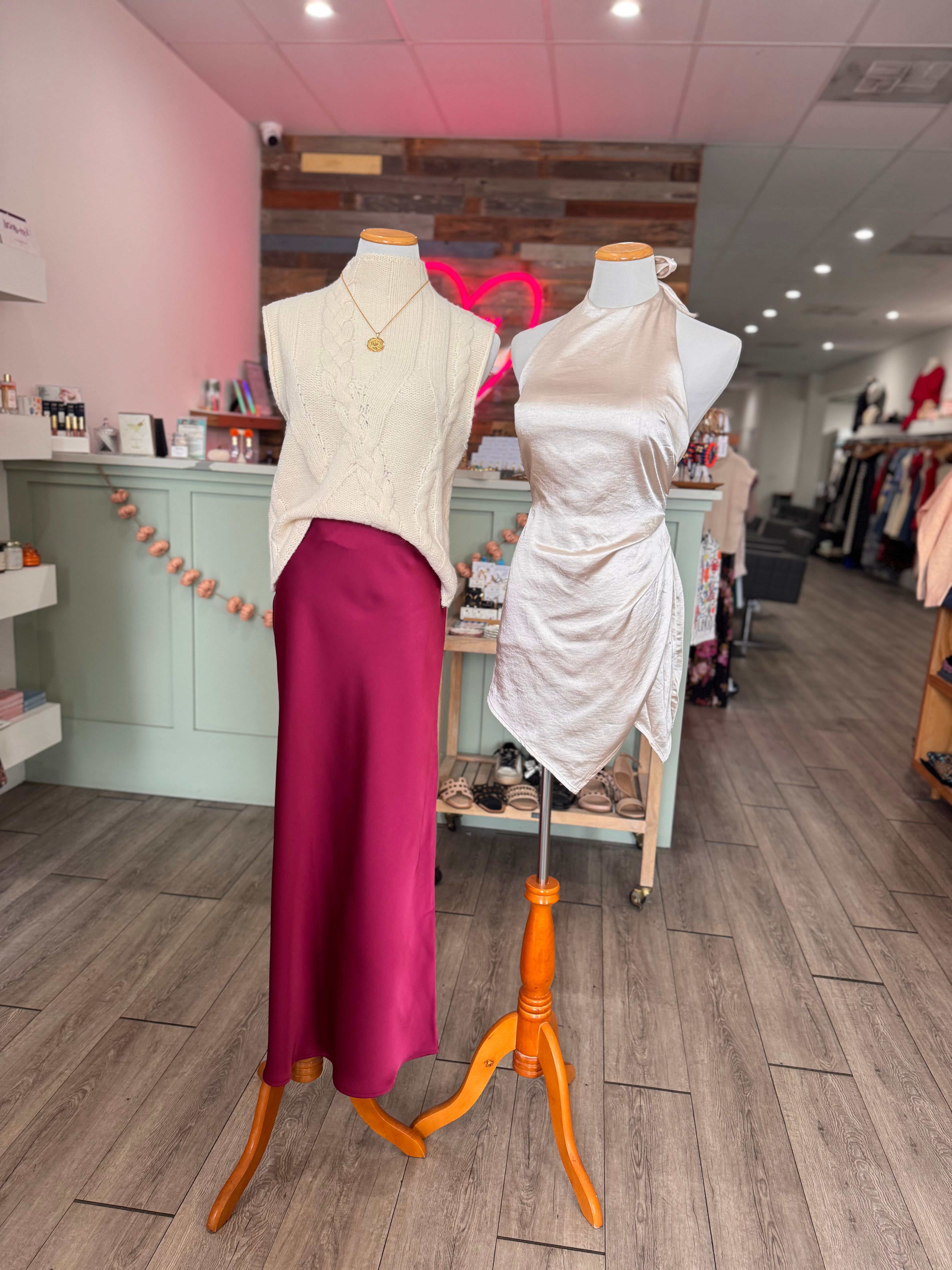 Candace Satin Midi Skirt