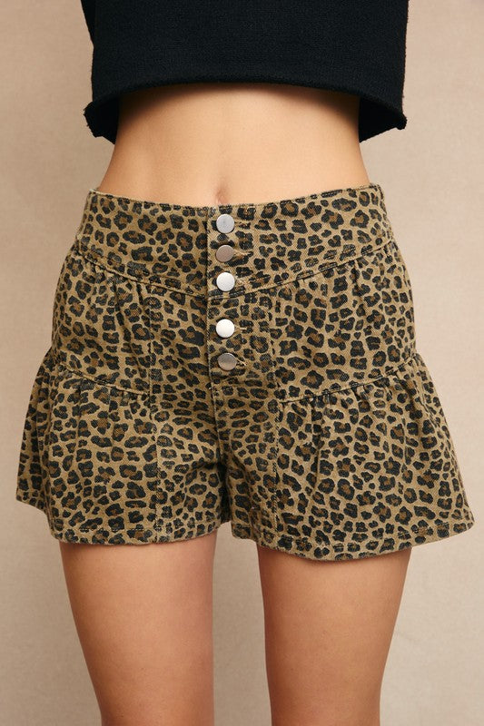 Kelsie Leopard Flare Shorts