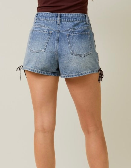 Tiana Leopard Ribbon Detail Shorts