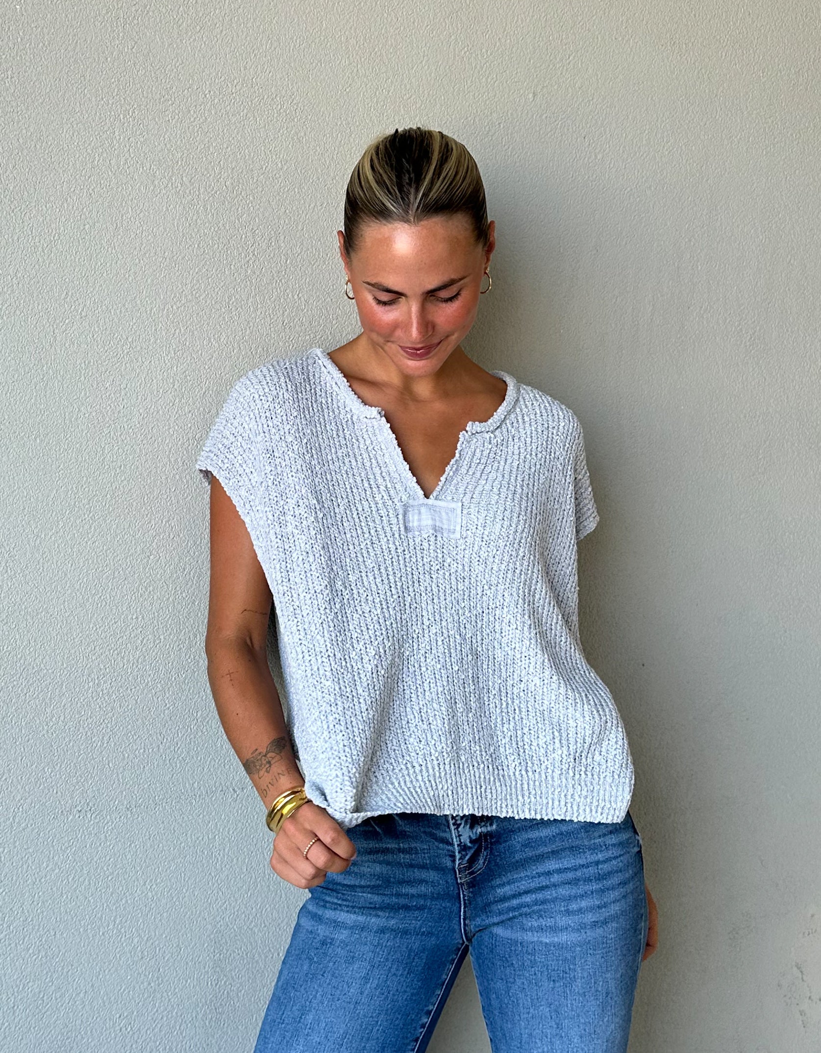 Silvana Sleeveless Sweater (Dusty Blue)