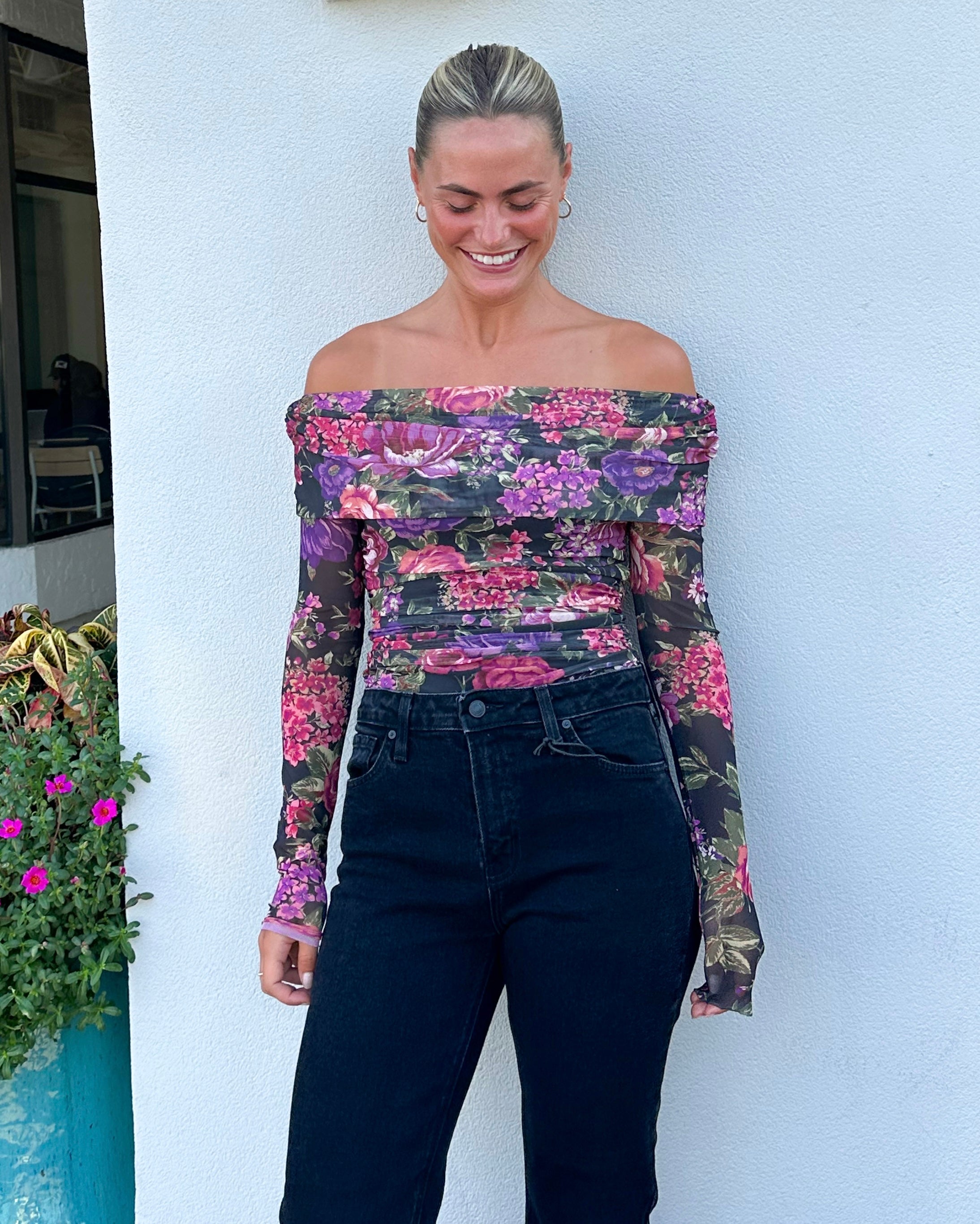 Brynne Mesh Off the Shoulder Top