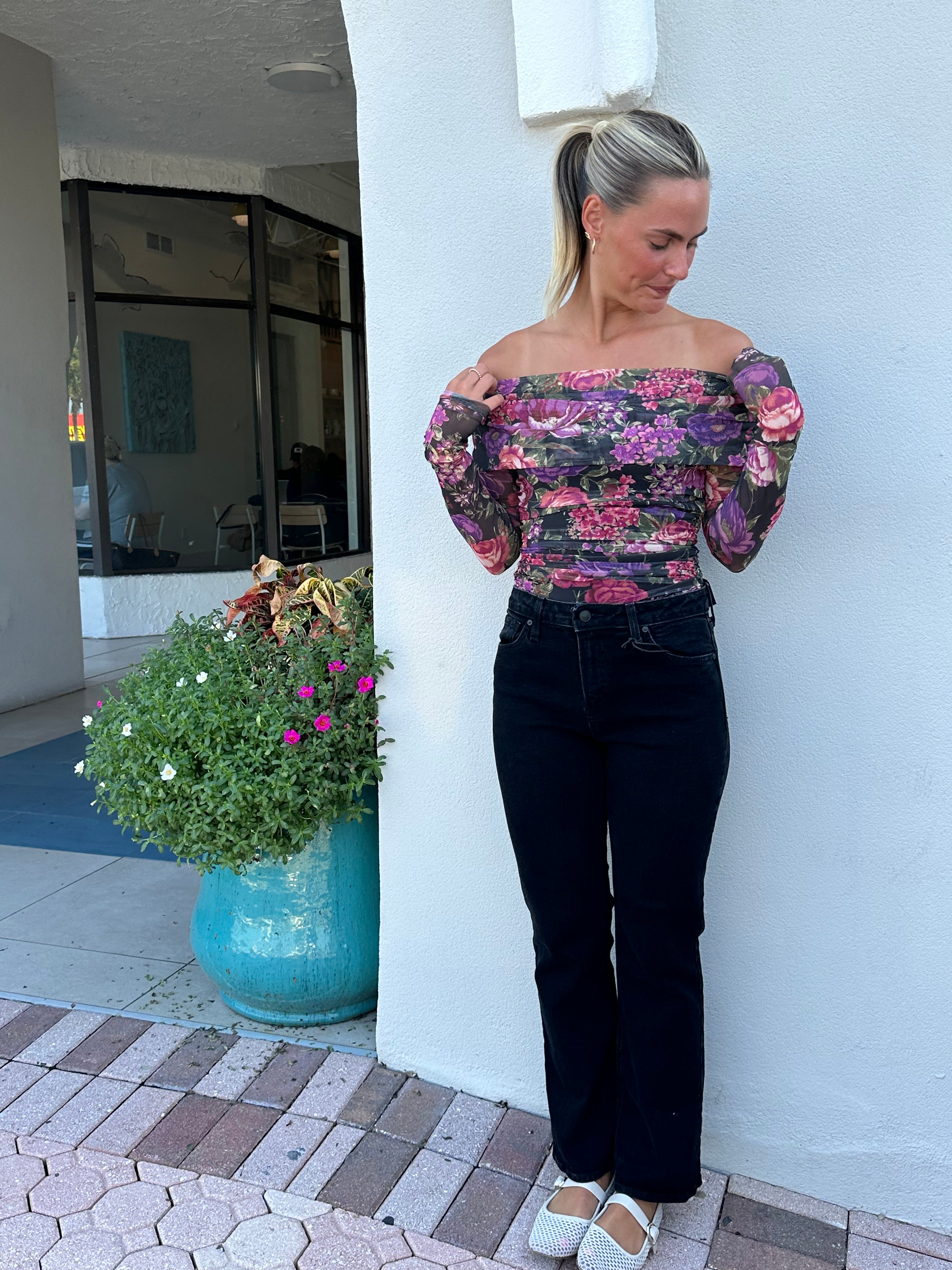 Brynne Mesh Off the Shoulder Top