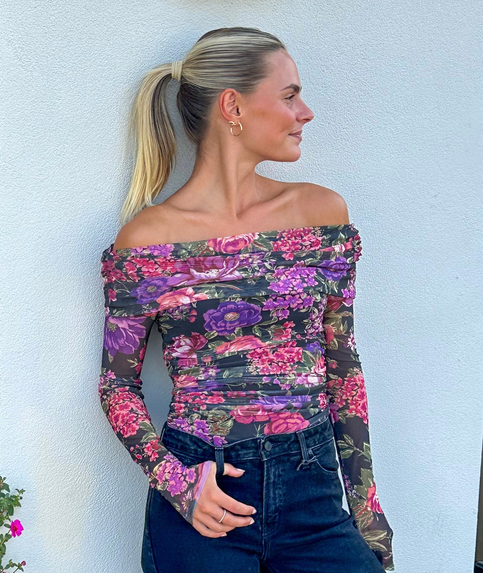 Brynne Mesh Off the Shoulder Top