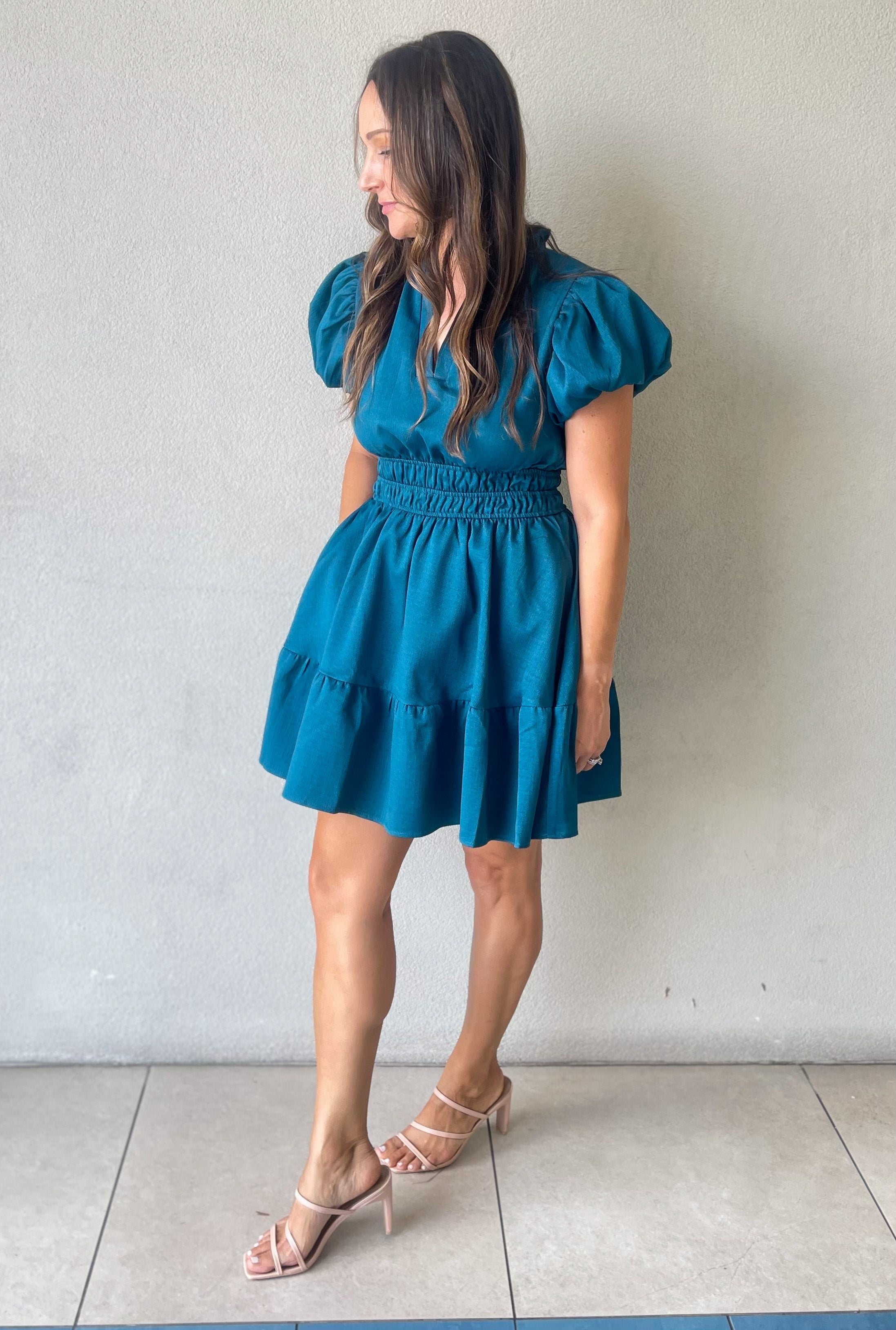 Regina Mini Dress (Teal)
