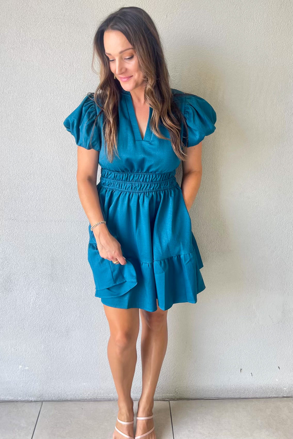 Regina Mini Dress (Teal)
