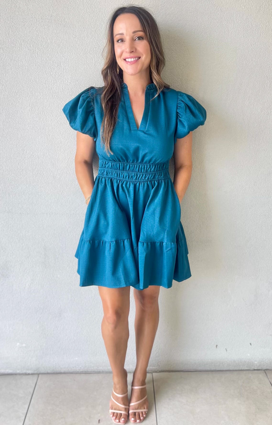 Regina Mini Dress (Teal)