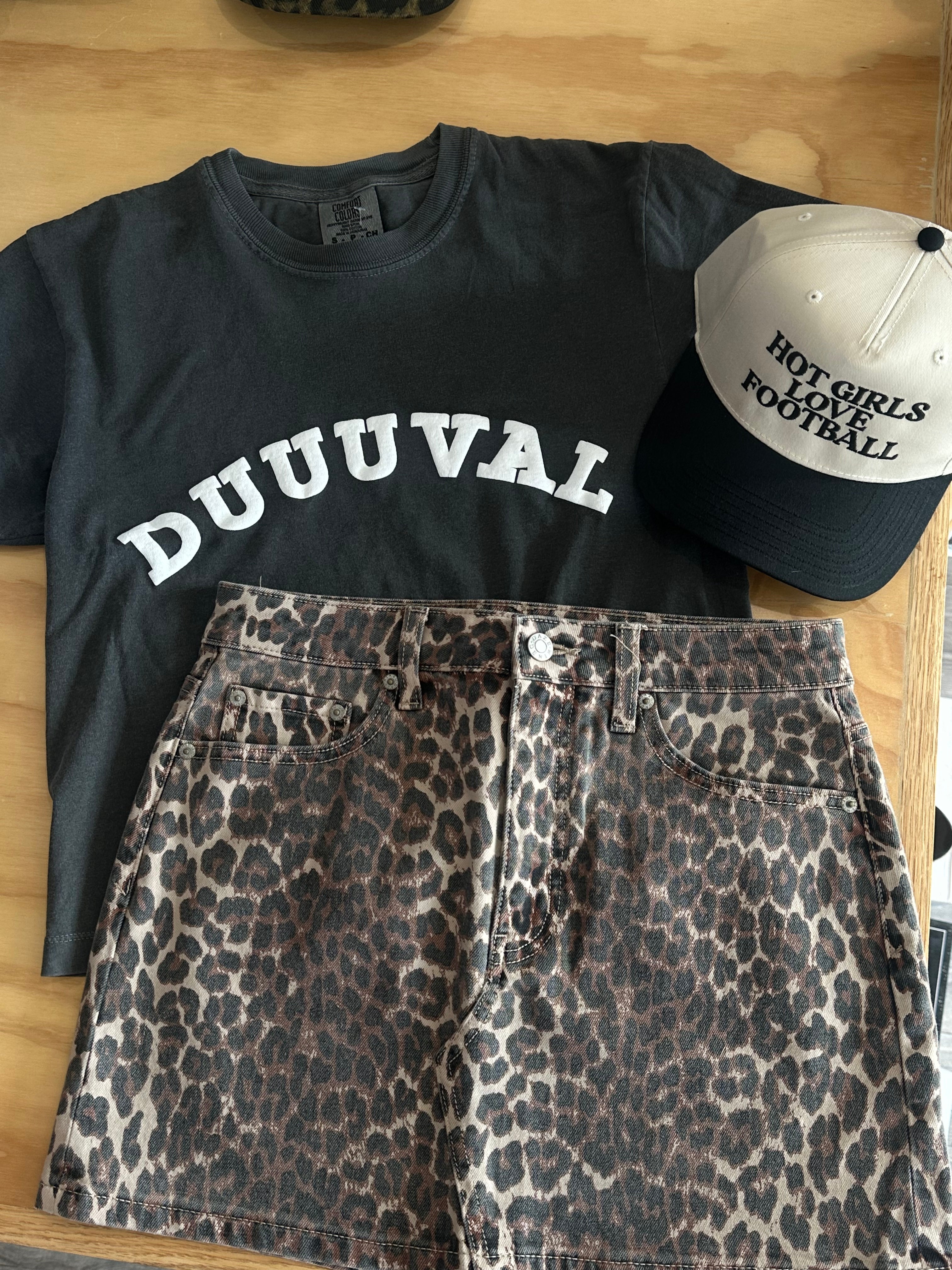 Leopard Denim Skirt