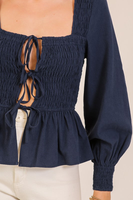 Alexis Smocked Peplum Top