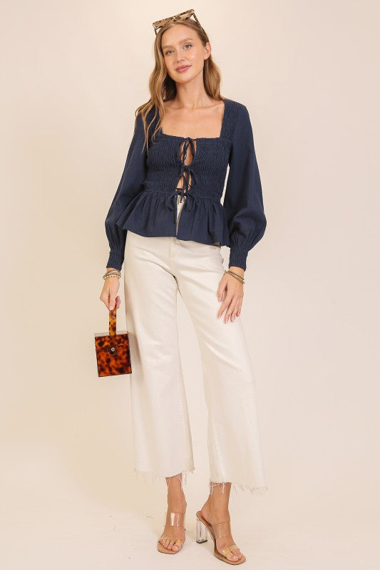 Alexis Smocked Peplum Top