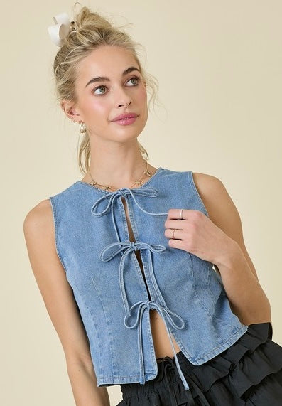 Meghan Denim Tie Vest