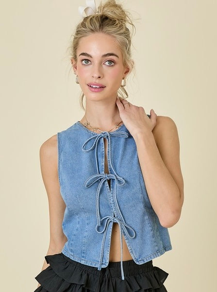 Meghan Denim Tie Vest