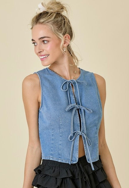 Meghan Denim Tie Vest