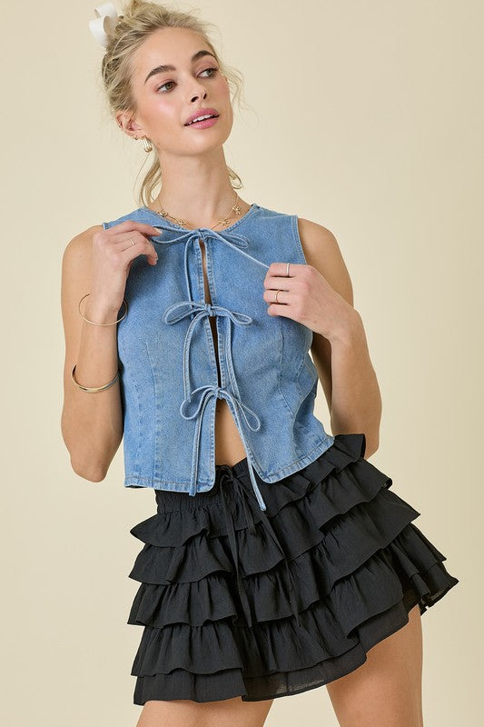 Meghan Denim Tie Vest