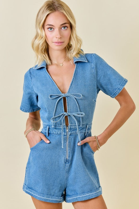 Taelor Collared Denim Romper