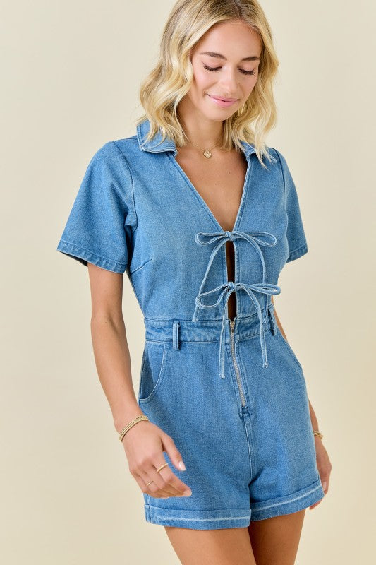 Taelor Collared Denim Romper