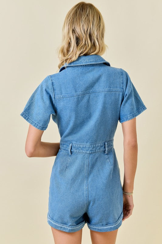 Taelor Collared Denim Romper
