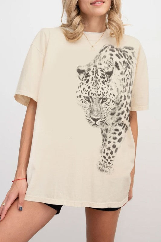 Leopard Oversized Tee (Cream)