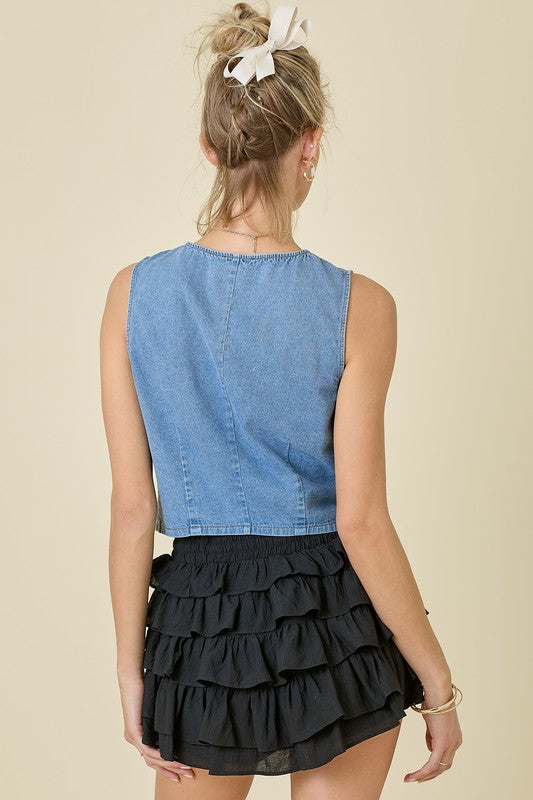 Meghan Denim Tie Vest