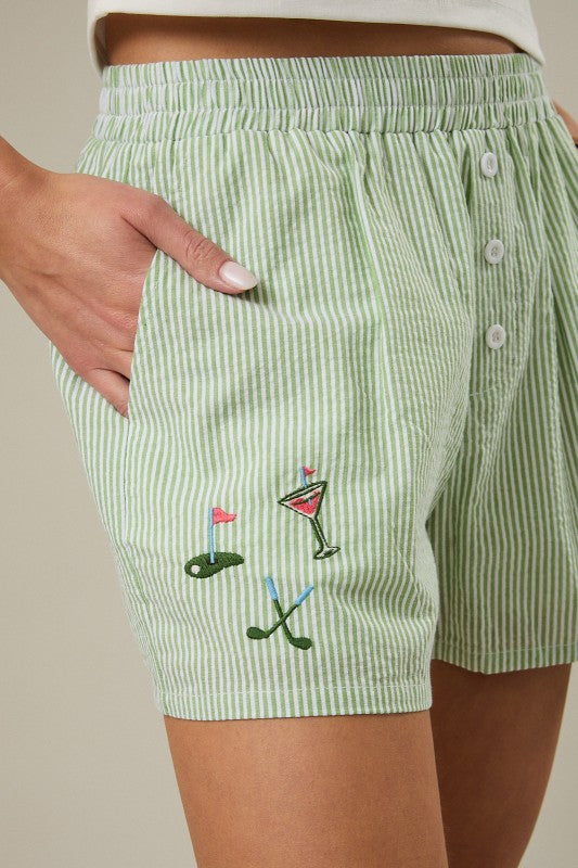 Golf Embroidered Gingham Shorts