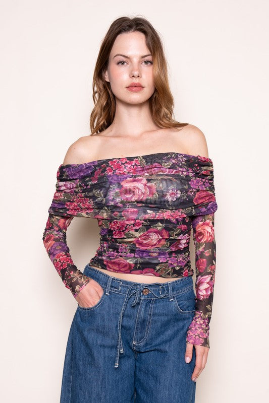 Brynne Mesh Off the Shoulder Top