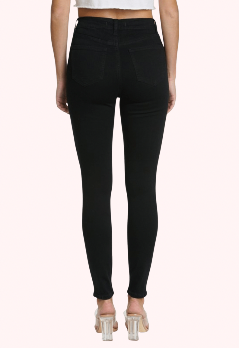 Bella Super High Rise Skinny Ankle Jeans - Black